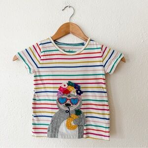 Mini Boden Toddler Girls Stripped Embellished Sloth Tee